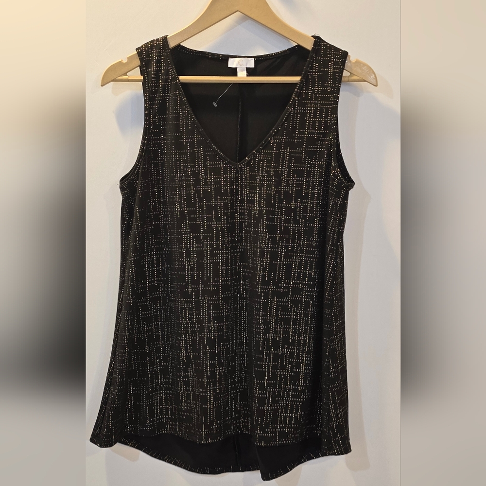 C Black Tank Top with Gold Detailing Size Small